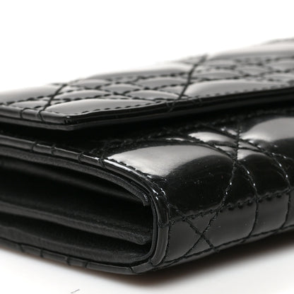 Christian Dior Patent Cannage Lady Dior Rendezvous Wallet On Chain Black Black 9 of 11