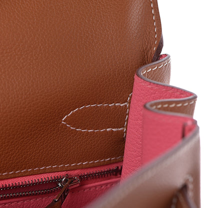 Hermes Evercolor Verso Kelly Retourne 32 Gold Rose Azalee 31 of 41