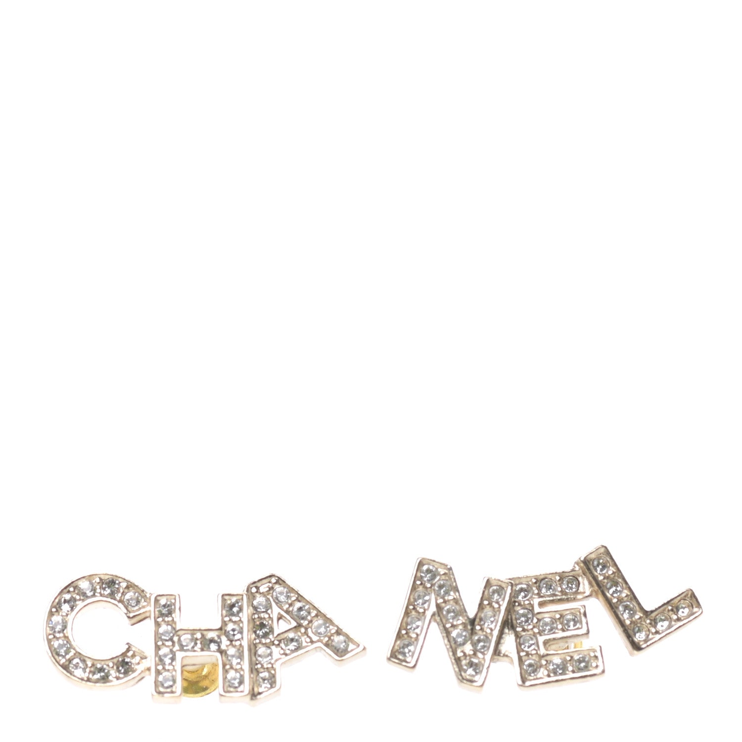Chanel Crystal Pearl Signature Stud Earrings Gold 1 of 4