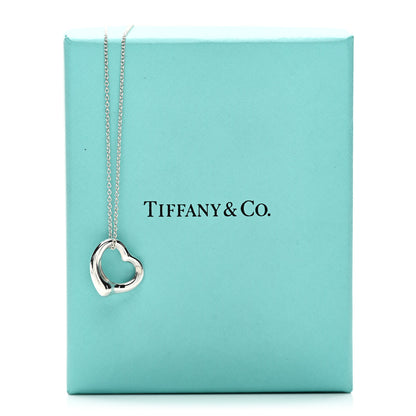 Tiffany Sterling Silver Diamond 16mm Elsa Peretti Open Heart Pendant Necklace 6 of 6