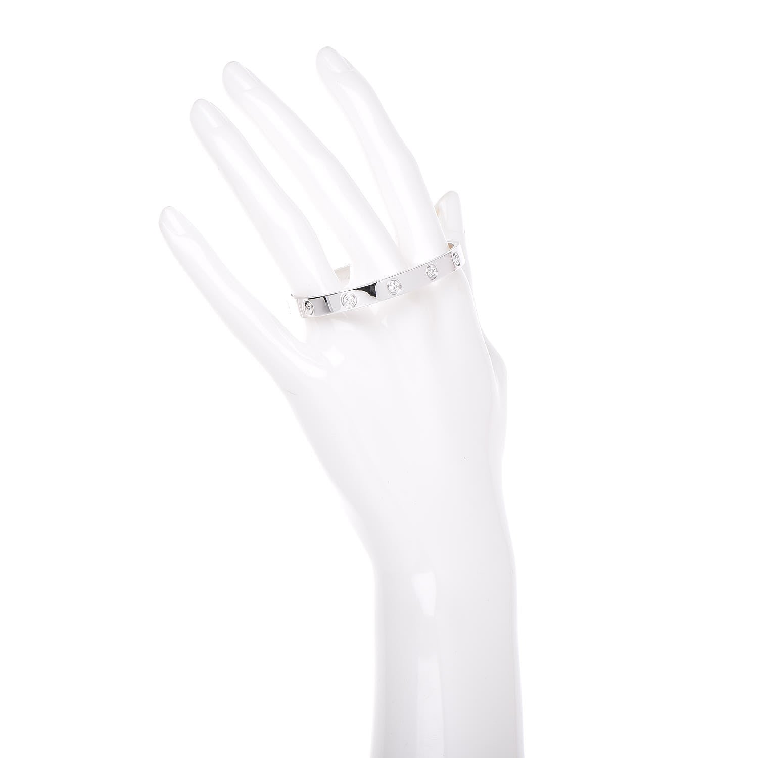 Cartier 18K White Gold 10 Diamond LOVE Bracelet 16 2 of 6