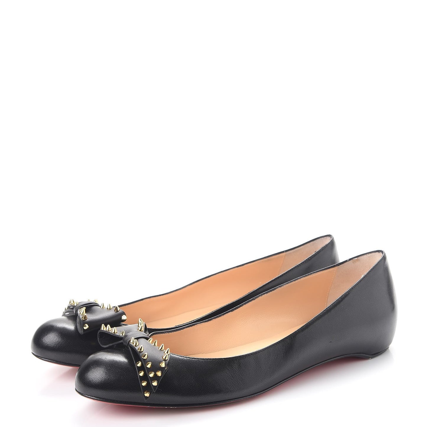 Nappa Ballalarina Spiked Bow Flats 40 Black