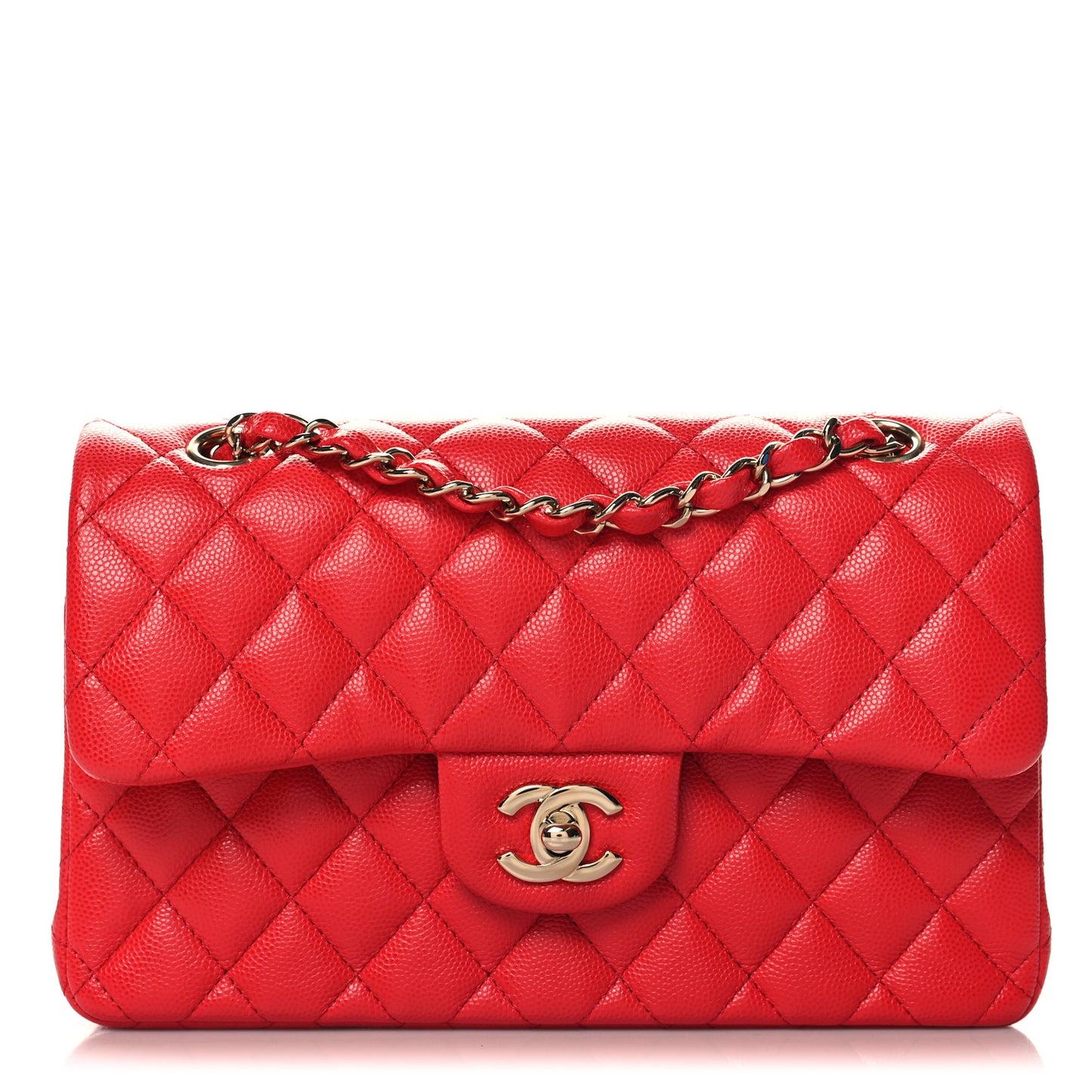Caviar Quilted Small Double Flap Red