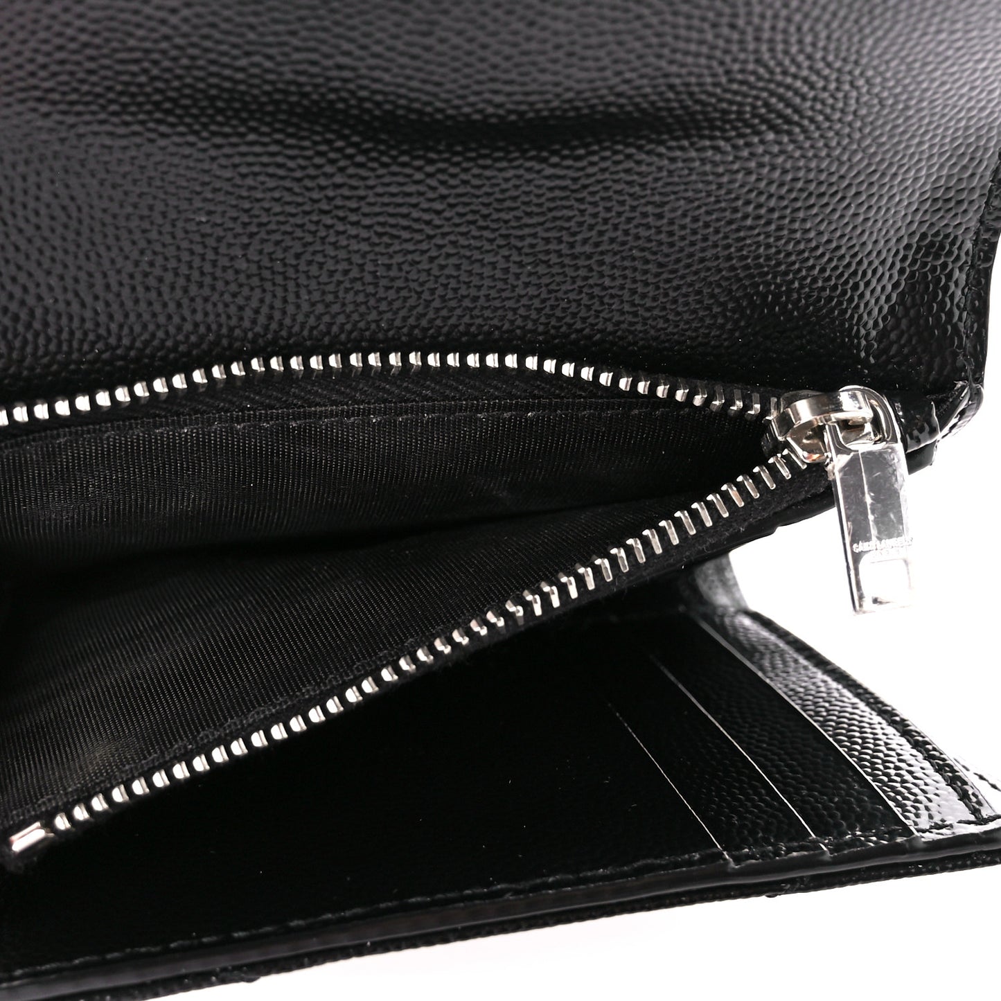 Grain De Poudre Matelasse Chevron Monogram Compact Tri Fold Wallet Black