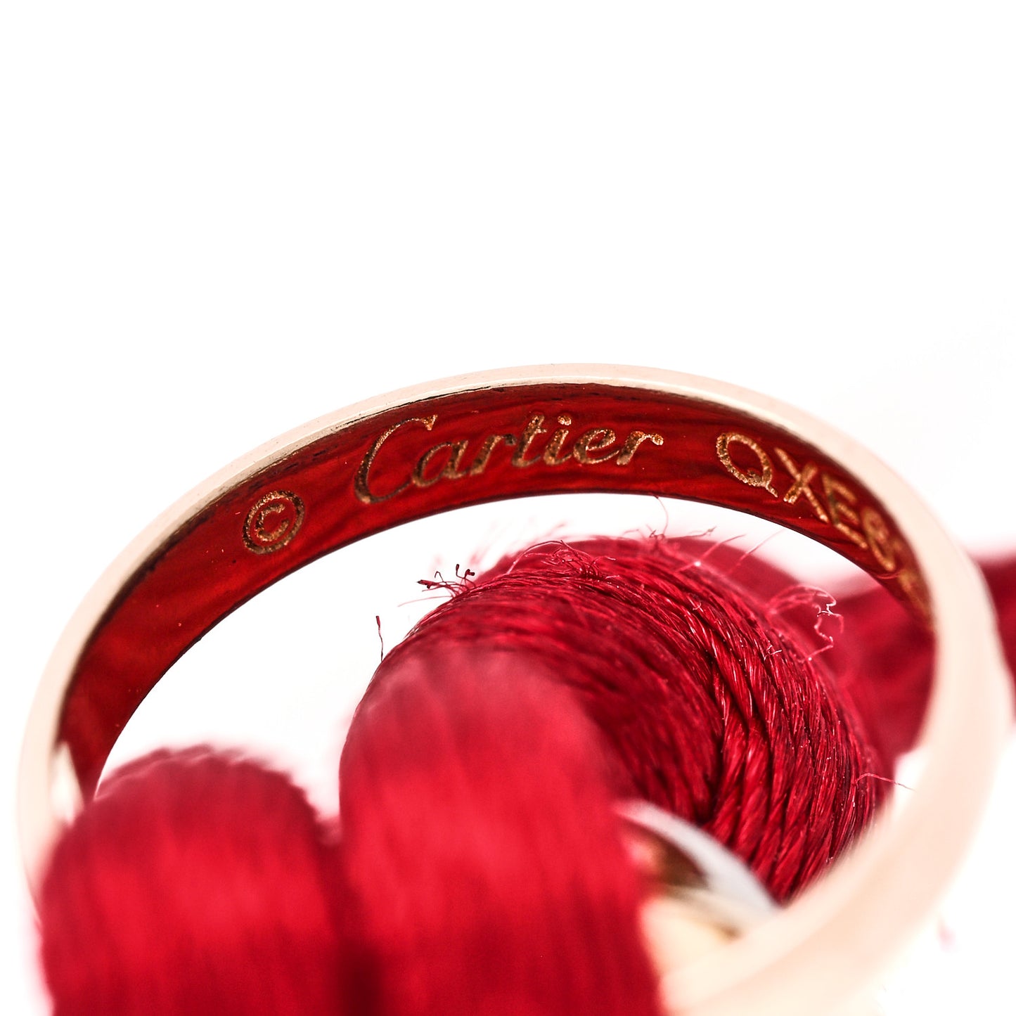 18K Pink Yellow White Gold Trinity Cord Bracelet Red