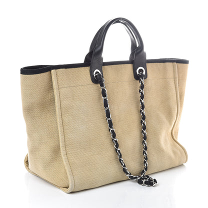 Chanel Canvas Large Deauville Tote Beige Black 3 of 10