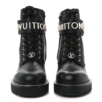 Louis Vuitton Calfskin Territory Flat Ranger Boots 36 Black 2 of 8