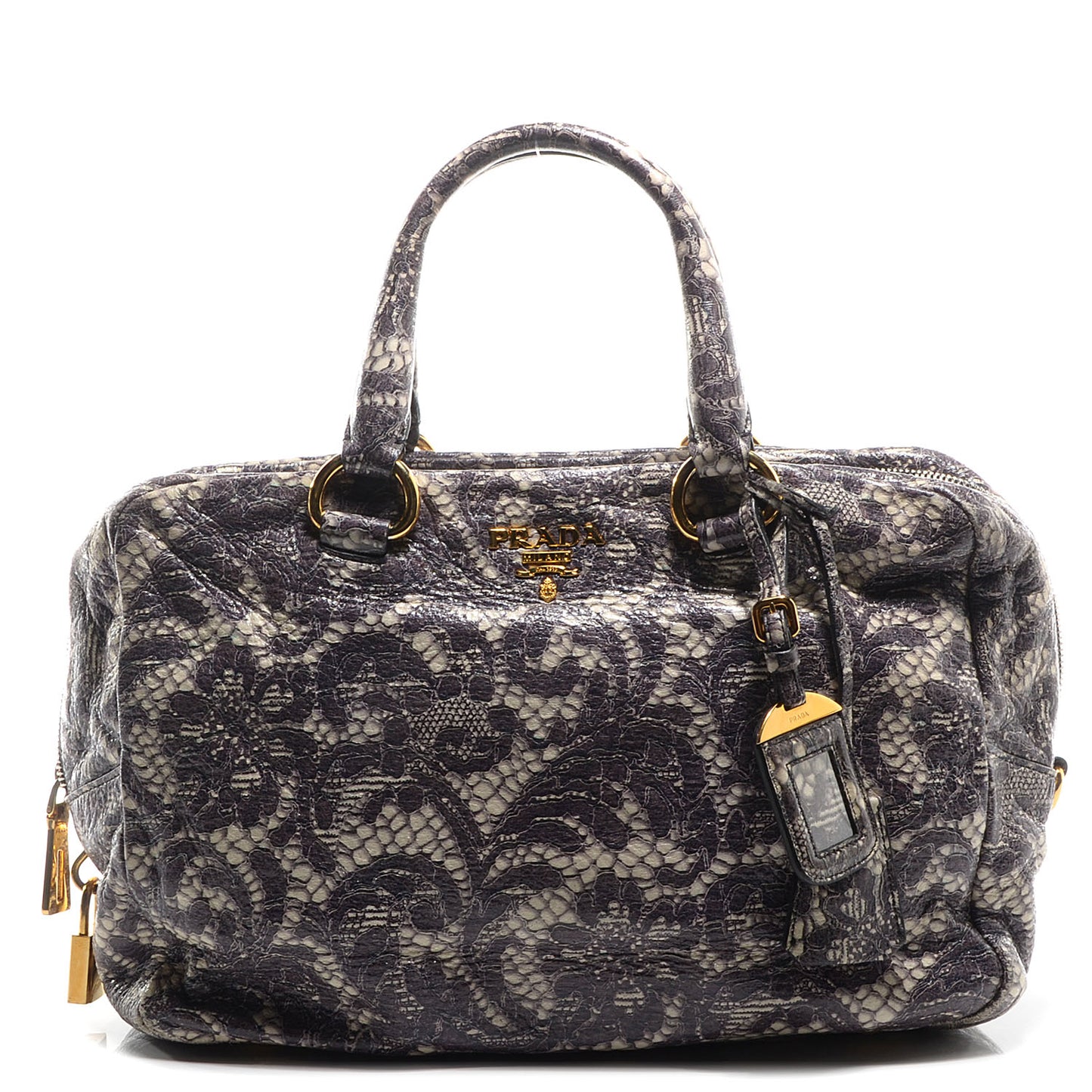 Cervo Lux Print Lace Bauletto Bag Talco