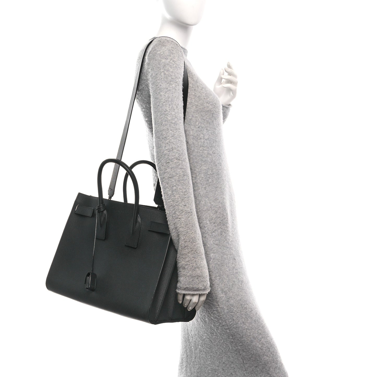 Grained Calfskin Large Sac De Jour Carryall Black