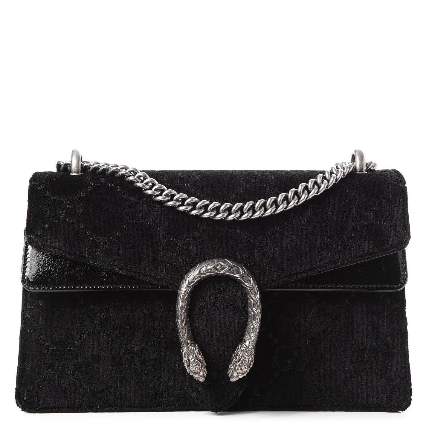 Velvet GG Monogram Small Dionysus Shoulder Bag Black
