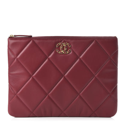 Chanel Goatskin Quilted Large 19 Cosmetic Case Red 1 of 12