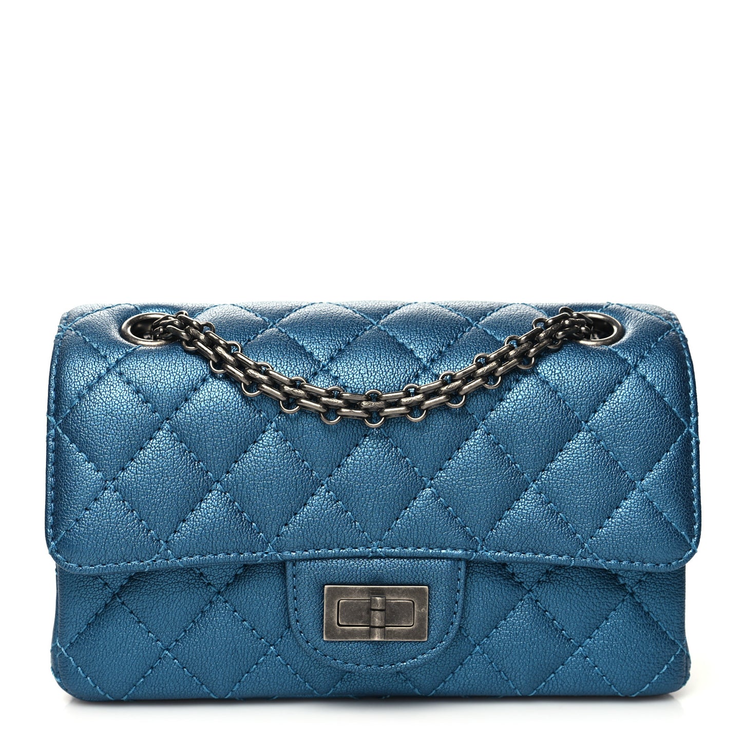 Metallic Sheepskin Quilted 2.55 Reissue Mini Flap Blue