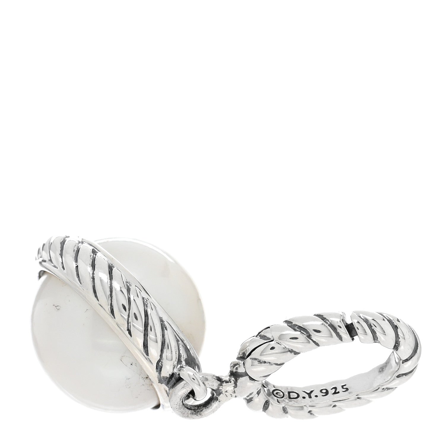 David Yurman Sterling Silver Pearl Cable Enhancer Pendant 3 of 4