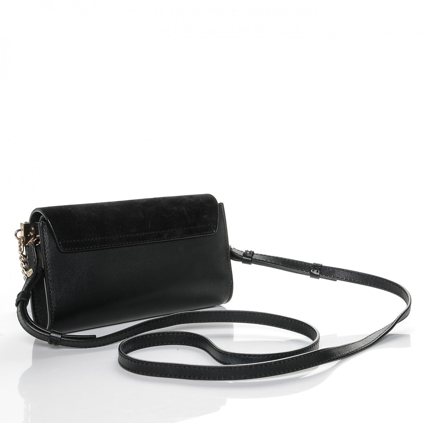 Suede Calfskin Mini Faye Shoulder Bag Black
