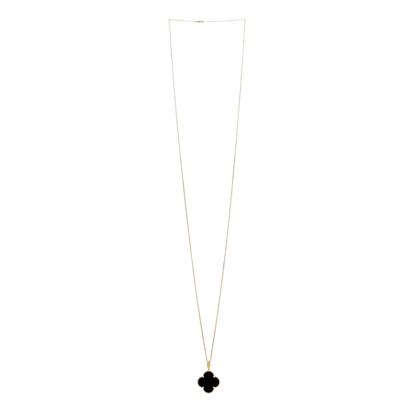 18K Yellow Gold Black Onyx Magic Alhambra Pendant Necklace