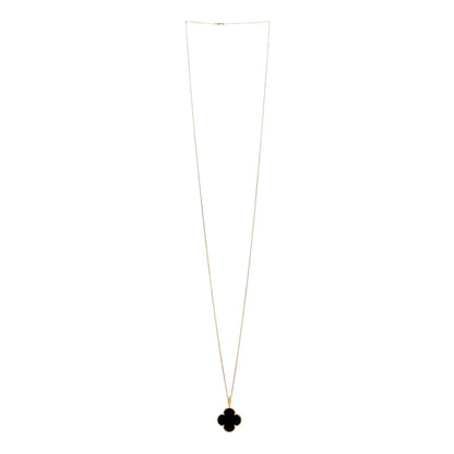 Van Cleef & Arpels 18K Yellow Gold Black Onyx Magic Alhambra Pendant Necklace 3 of 6