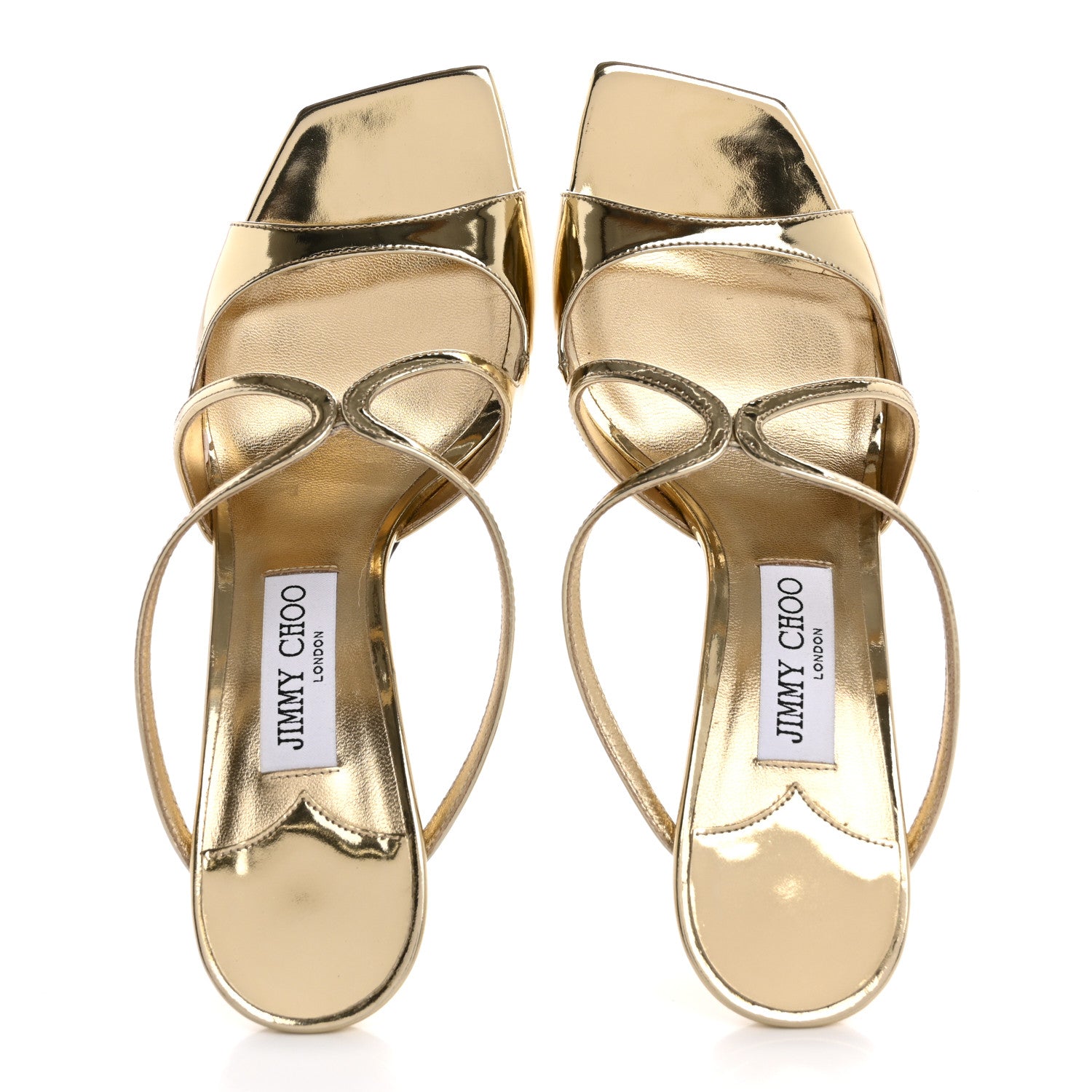 Jimmy Choo Liquid Metal Calfskin Anise 95 Sandals 40 Gold 2 of 9