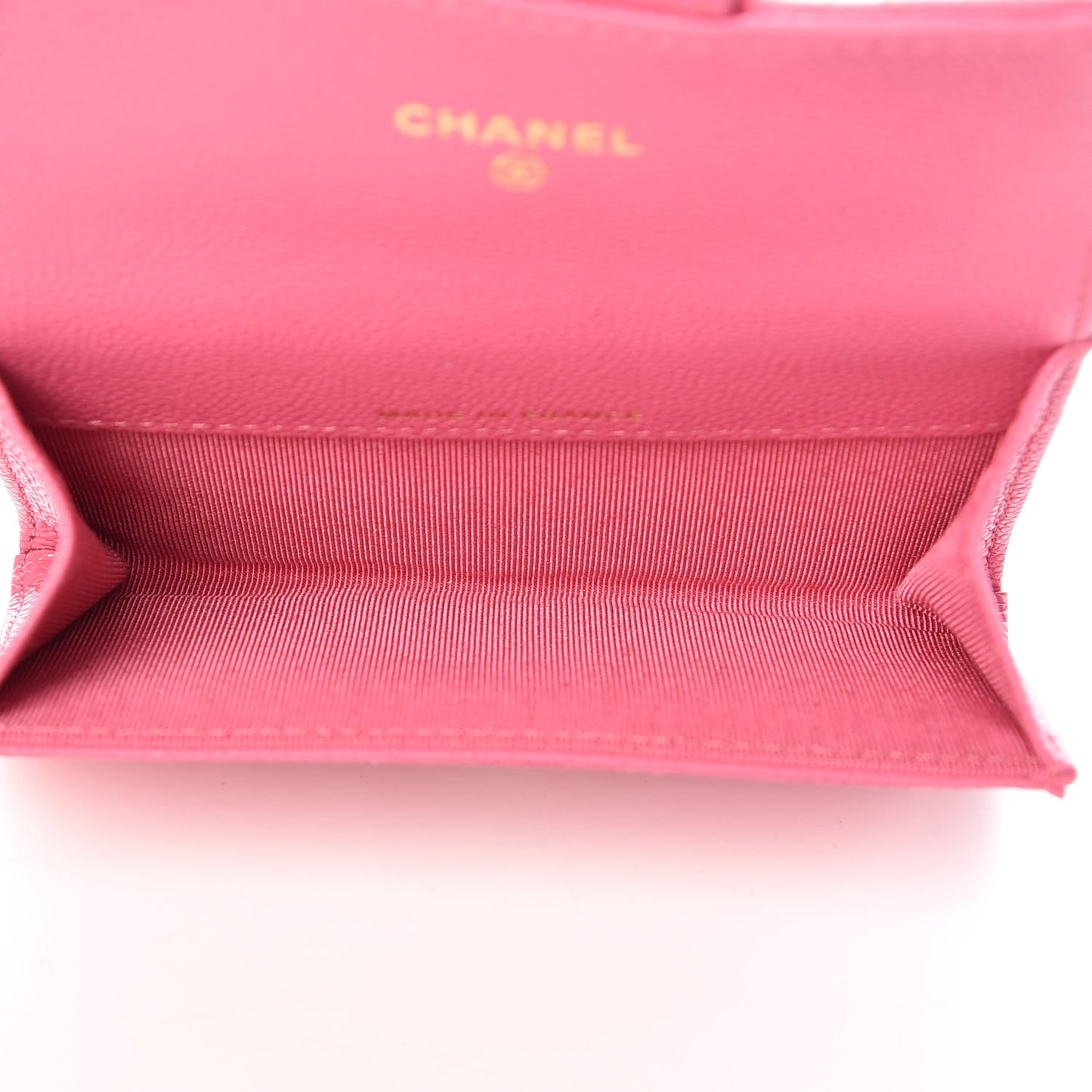 Caviar Quilted Flap Card Holder Pink