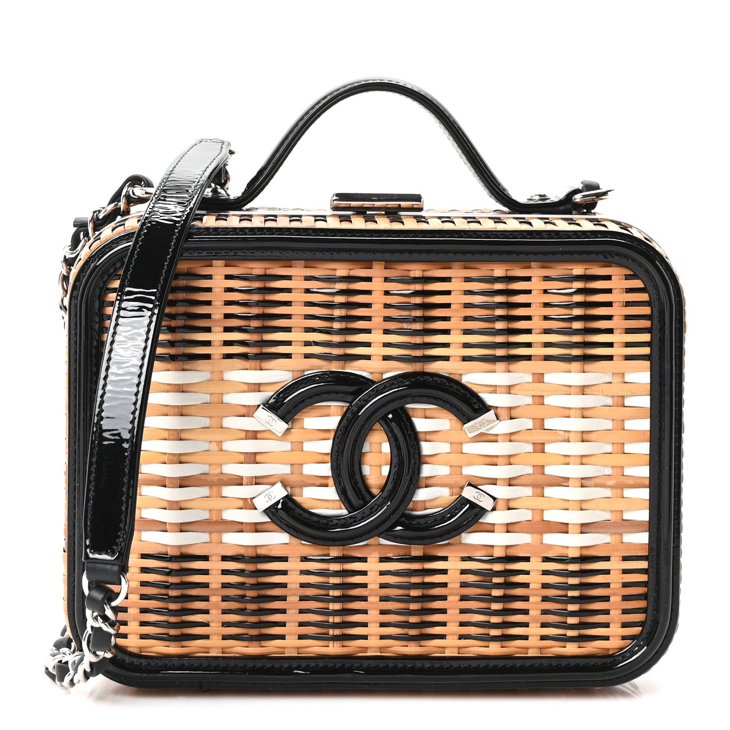 Chanel Raffia Patent Medium CC Filigree Vanity Case Black 1 of 10