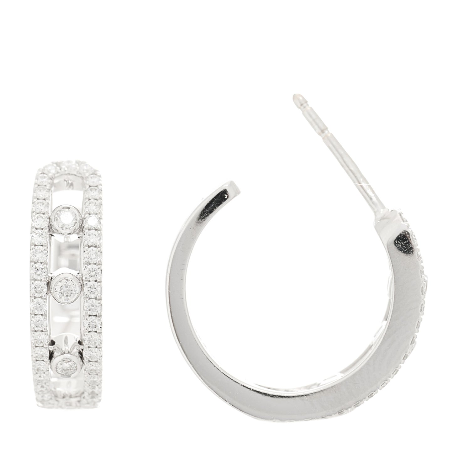 18K White Gold Diamond Move Uno Pave Hoop Earrings