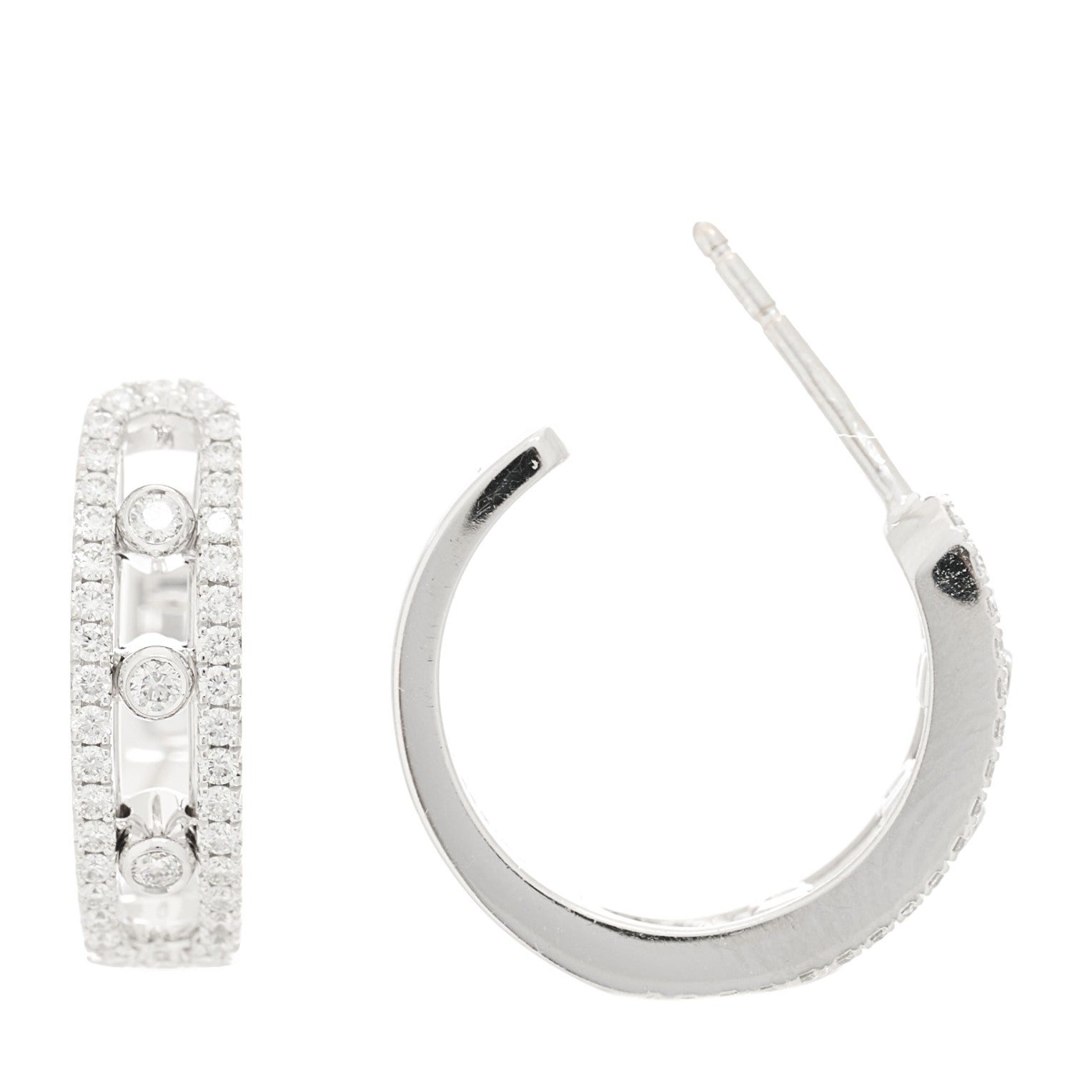 Messika 18K White Gold Diamond Move Uno Pave Hoop Earrings 1 of 5