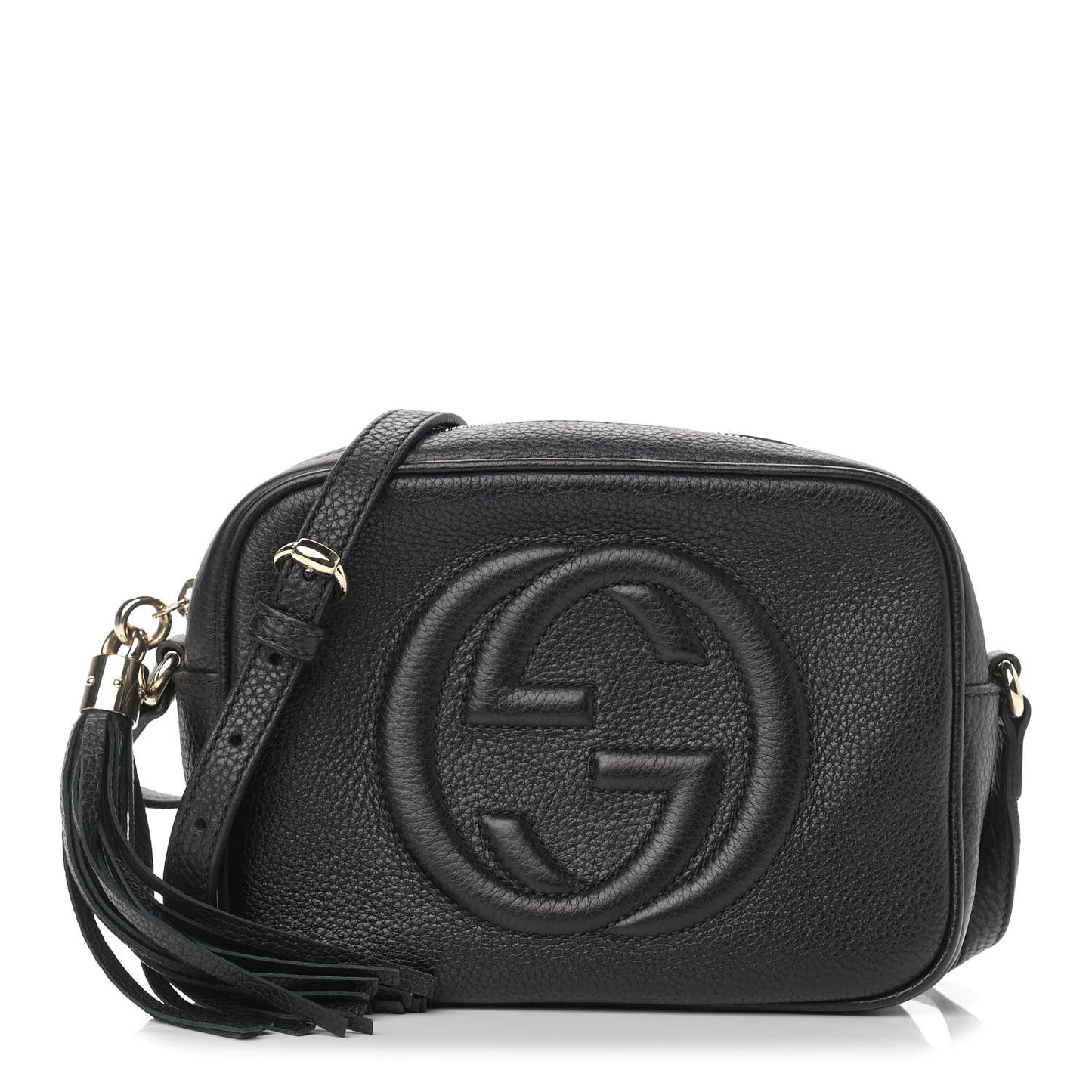 Pebbled Calfskin Small Soho Disco Bag Black