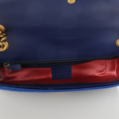Gucci Velvet Matelasse Small GG Marmont Shoulder Bag Cobalt Blue 5 of 7
