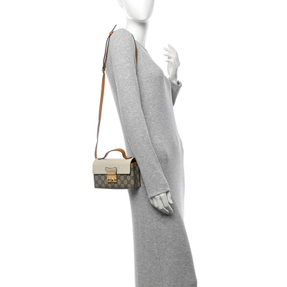 Gucci GG Supreme Monogram New Sakai Calfskin Mini Padlock Top Handle Shoulder Bag Beige Ebony Mystic White Sun Oil 2 of 11