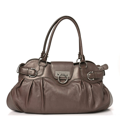 Salvatore Ferragamo Calfskin Marisa Shoulder Bag Bronze 1 of 10