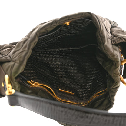 Prada Tessuto Nylon Chevron Quilted Shoulder Bag Brown 4 of 9