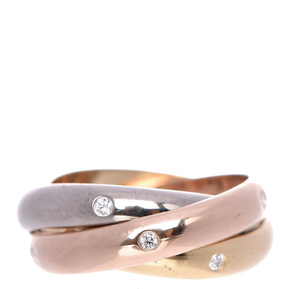 Cartier 18K Pink Yellow White Gold Diamond Trinity Ring 54 7 1 of 5