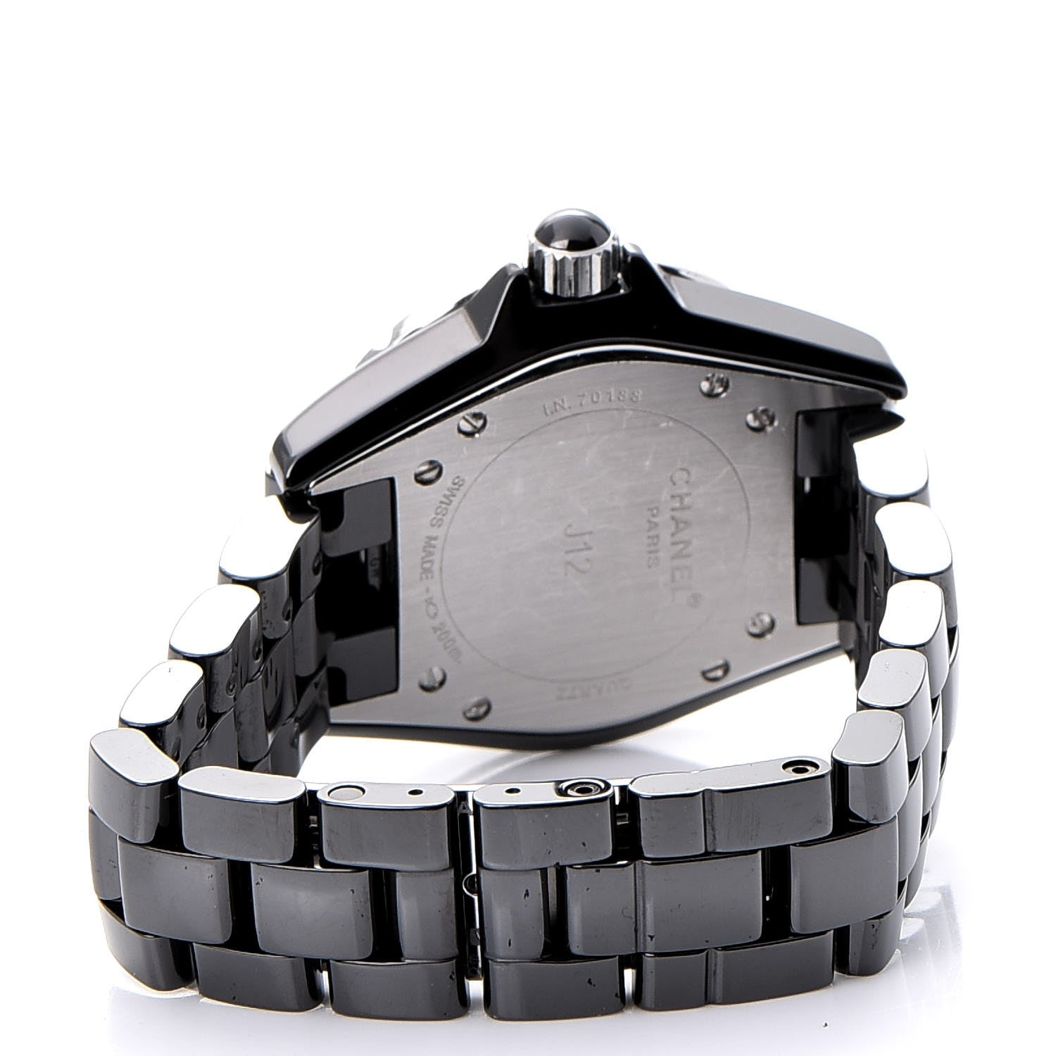 Chanel Stainless Steel Ceramic Diamond 33mm J12 Quartz Watch Black 4 of 9
