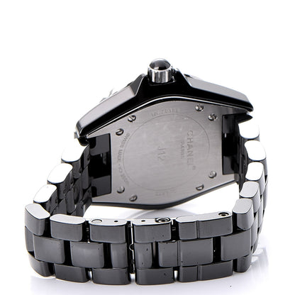 Chanel Stainless Steel Ceramic Diamond 33mm J12 Quartz Watch Black 4 of 9