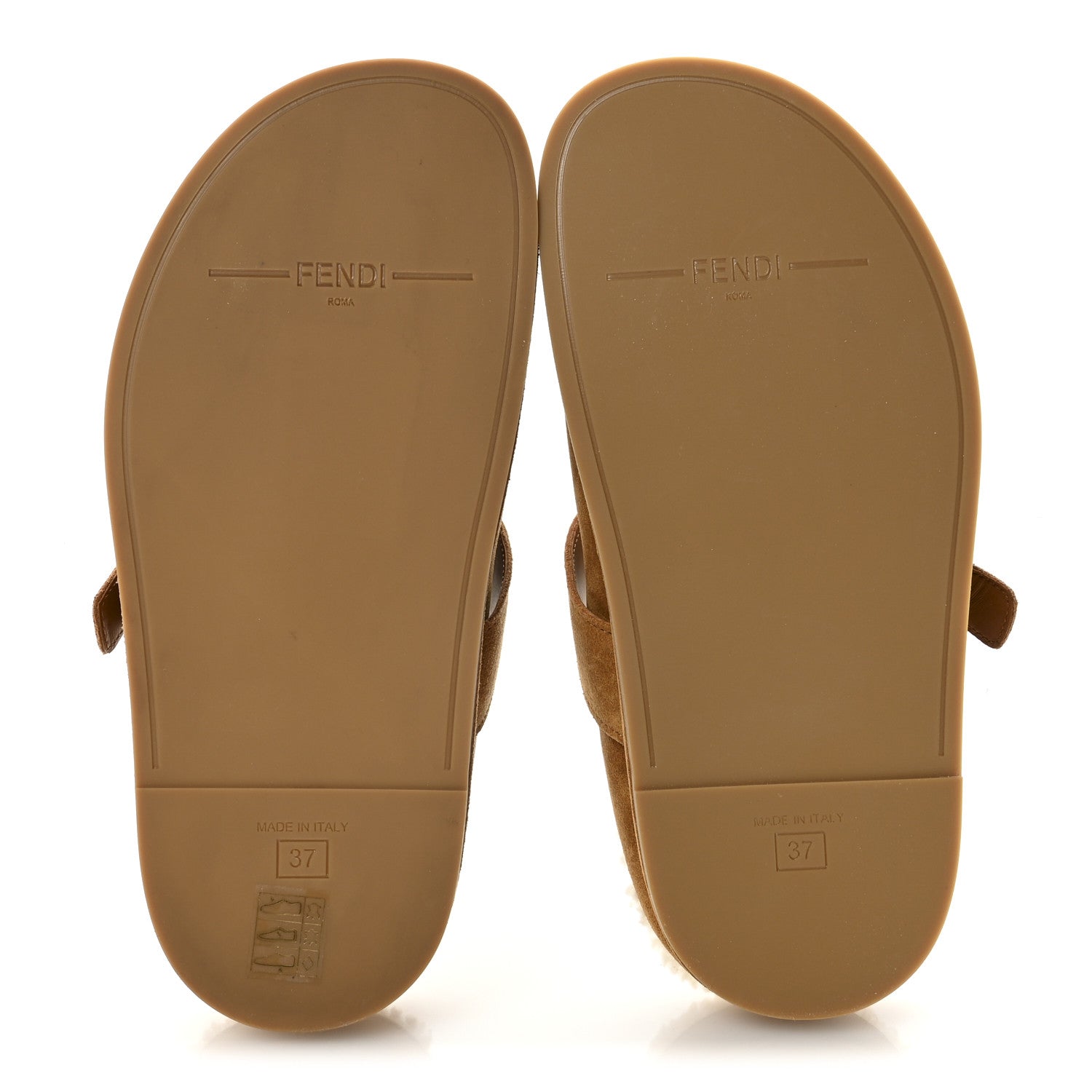 Fendi Suede Shearling Fendi Feel Buckled Clogs 37 Caramello Latte