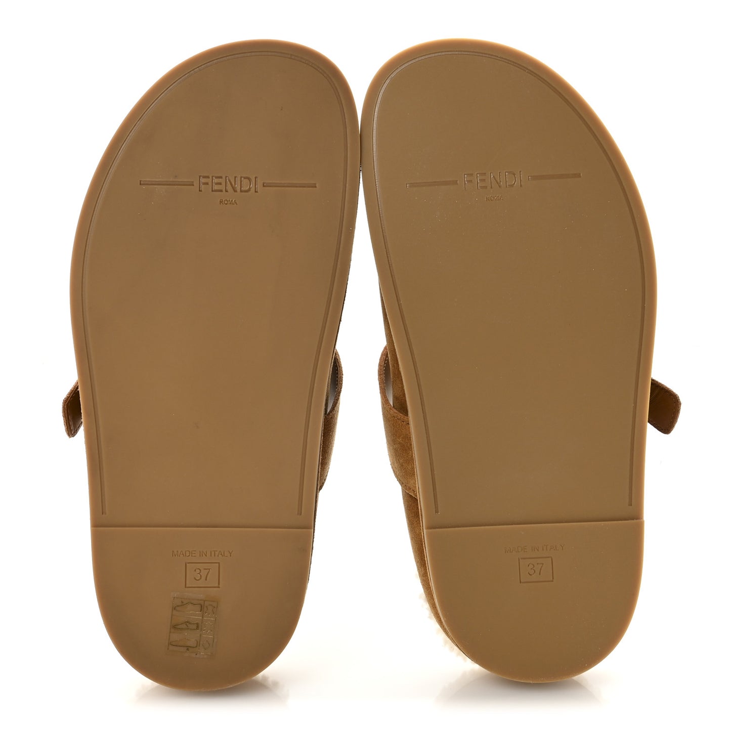 Suede Shearling Fendi Feel Buckled Clogs 37 Caramello Latte