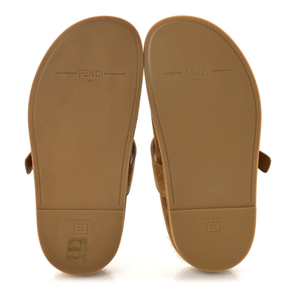 Fendi Suede Shearling Fendi Feel Buckled Clogs 37 Caramello Latte 6 of 9