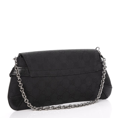 Gucci Monogram Horsebit Chain Clutch Black 3 of 9