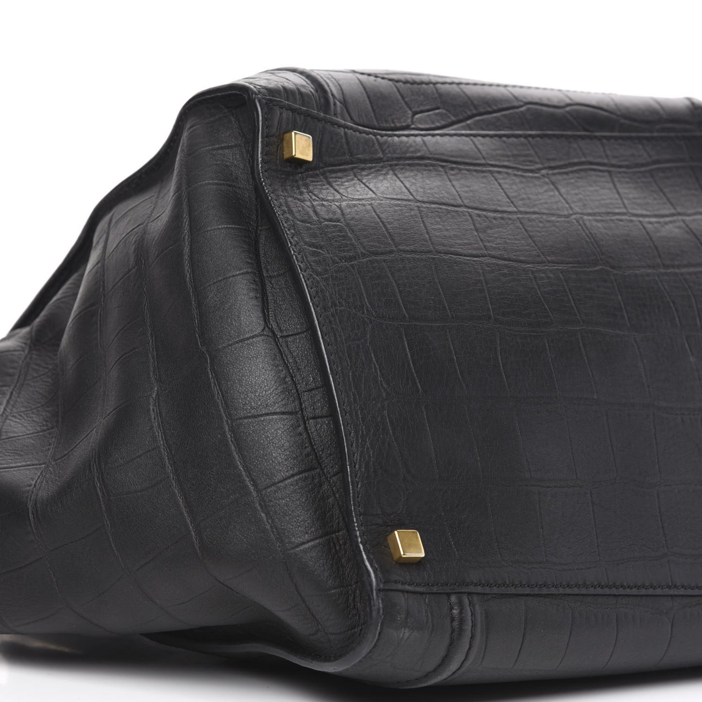 Crocodile Embossed Calfskin Medium Phantom Luggage Black