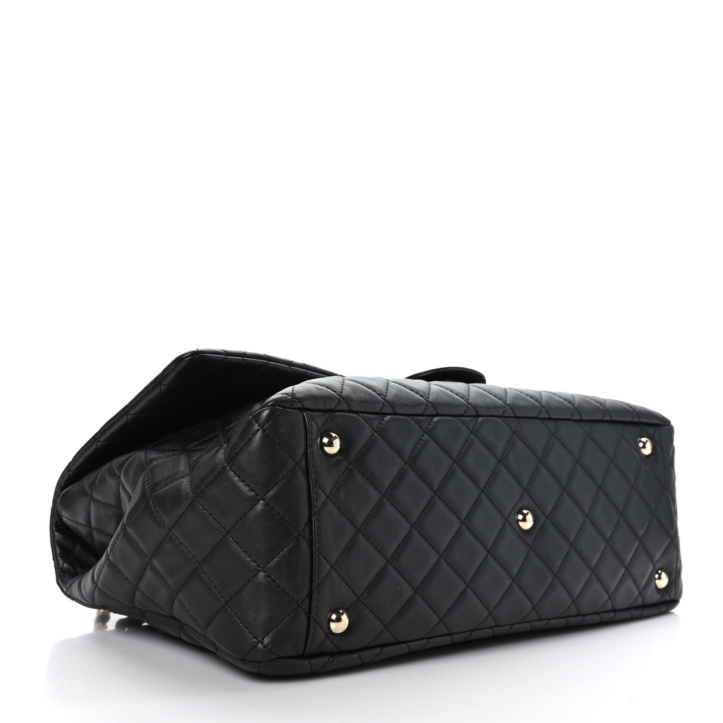 Calfskin Quilted XXL Travel Flap Bag Black