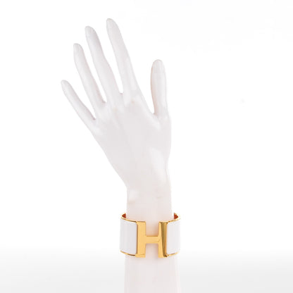 Hermes Enamel Extra Wide Clic Clac H Bracelet PM White 2 of 6