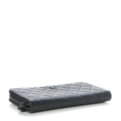 Chanel Crumpled Calfskin Quilted Large Zip Around Wallet So Black 4 of 8