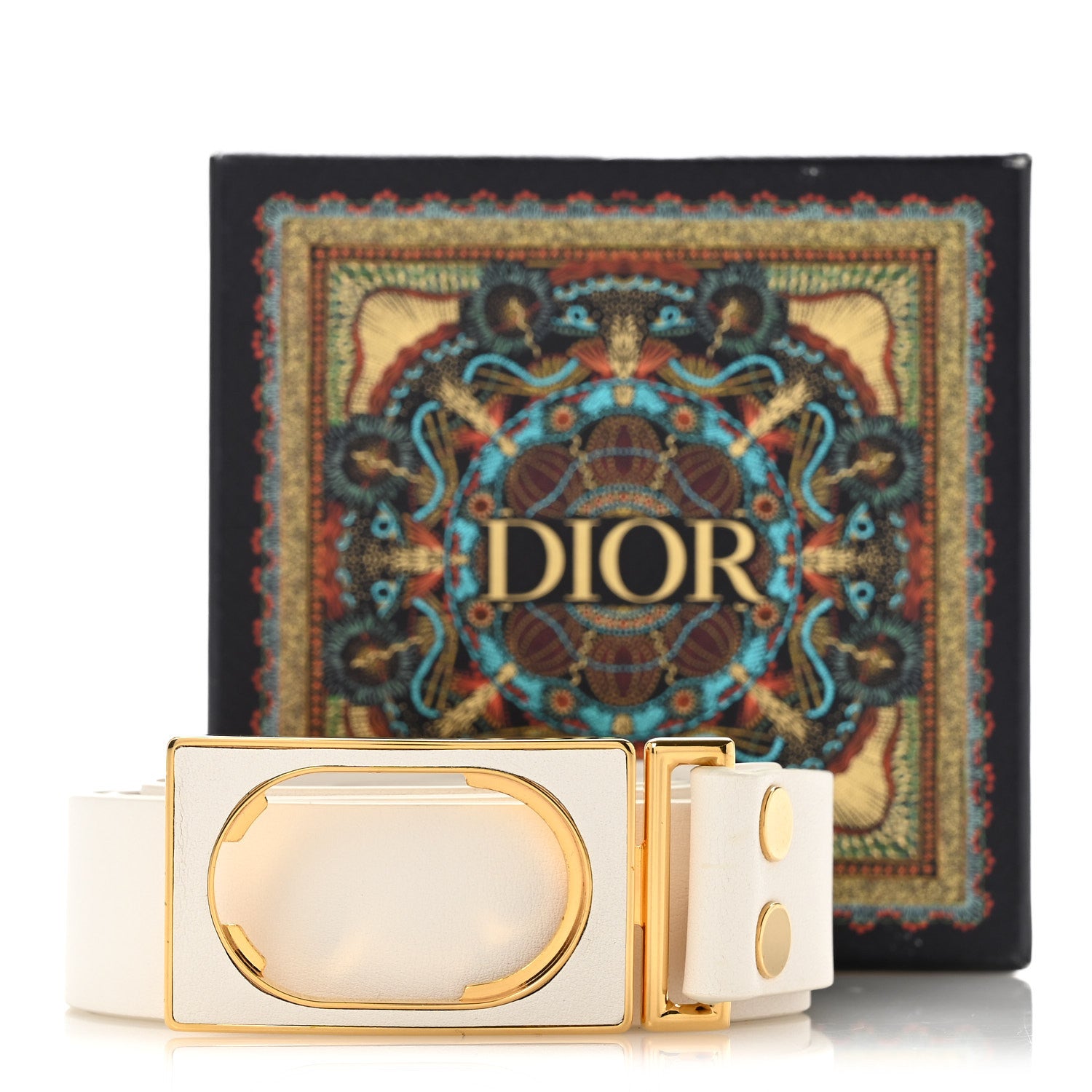 Christian Dior Calfskin 30 Montaigne 75 30 Belt White 1902713