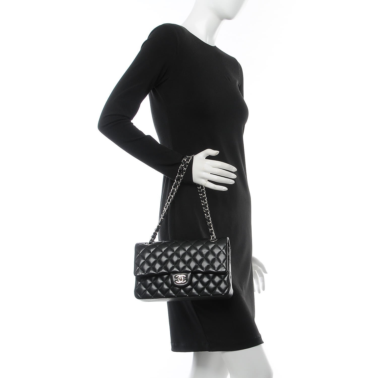 Chanel Lambskin Quilted Medium Double Flap Black 2 of 9