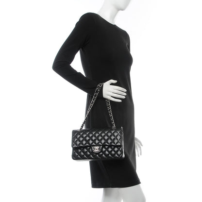 Chanel Lambskin Quilted Medium Double Flap Black 2 of 9