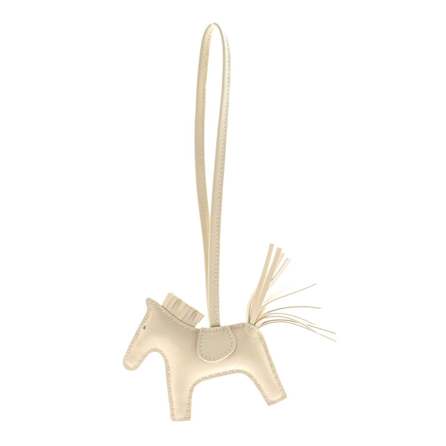 Hermes Lambskin Rodeo Horse Bag Charm PM Craie 1 of 4