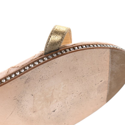 Chanel Metallic Calfskin Crystal CC Sandals 40 Gold 11 of 13
