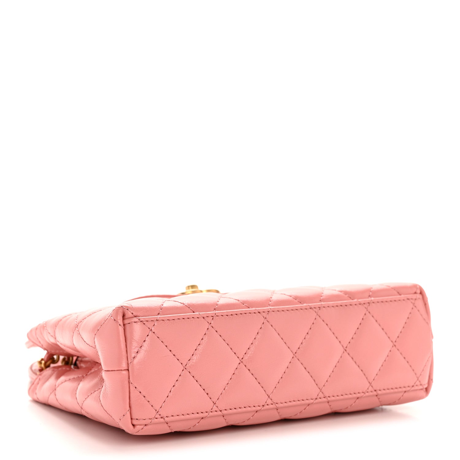 Chanel Shiny Aged Calfskin Quilted Nano Kelly Shopper Coral Pink 4 of 10