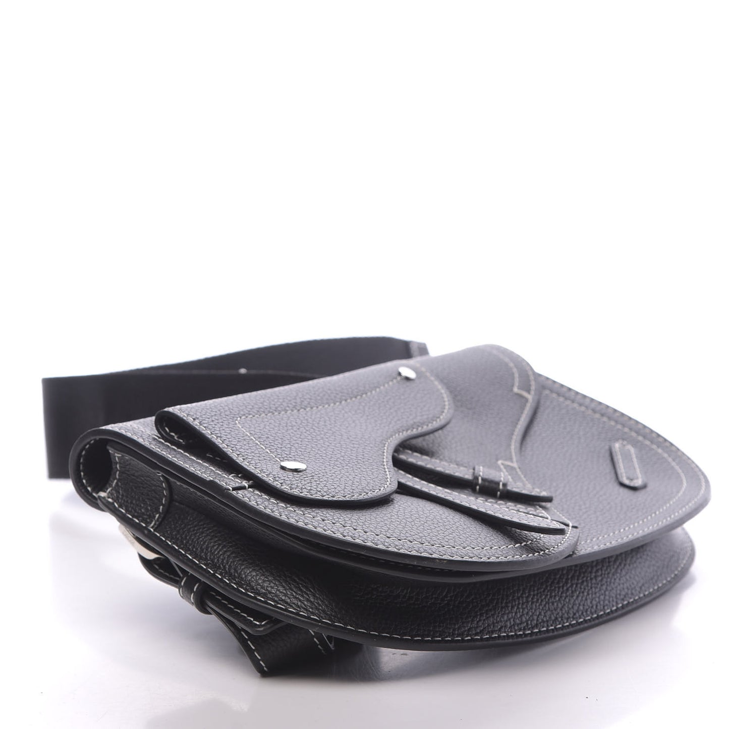 X KAWS Grained Calfskin Saddle Pouch Black