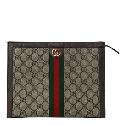 Gucci GG Supreme Monogram Web Ophidia Pouch Brown 1 of 10