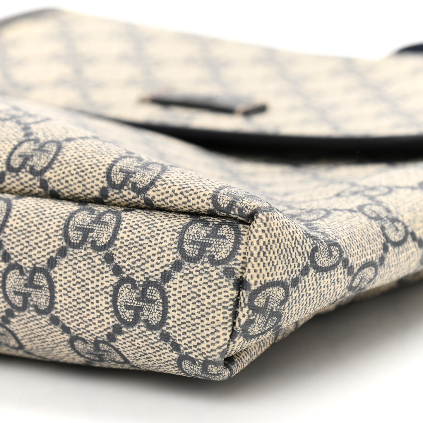 GG Plus Monogram Sellieria Calfskin Small Flap Messenger Bag Beige Blue